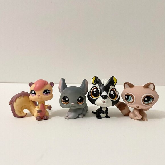LPS Littlest Pet Shop Lot of 4 Squirrel Chinchilla Raccoon Albany Perth Chipmunk - Picture 1 of 16